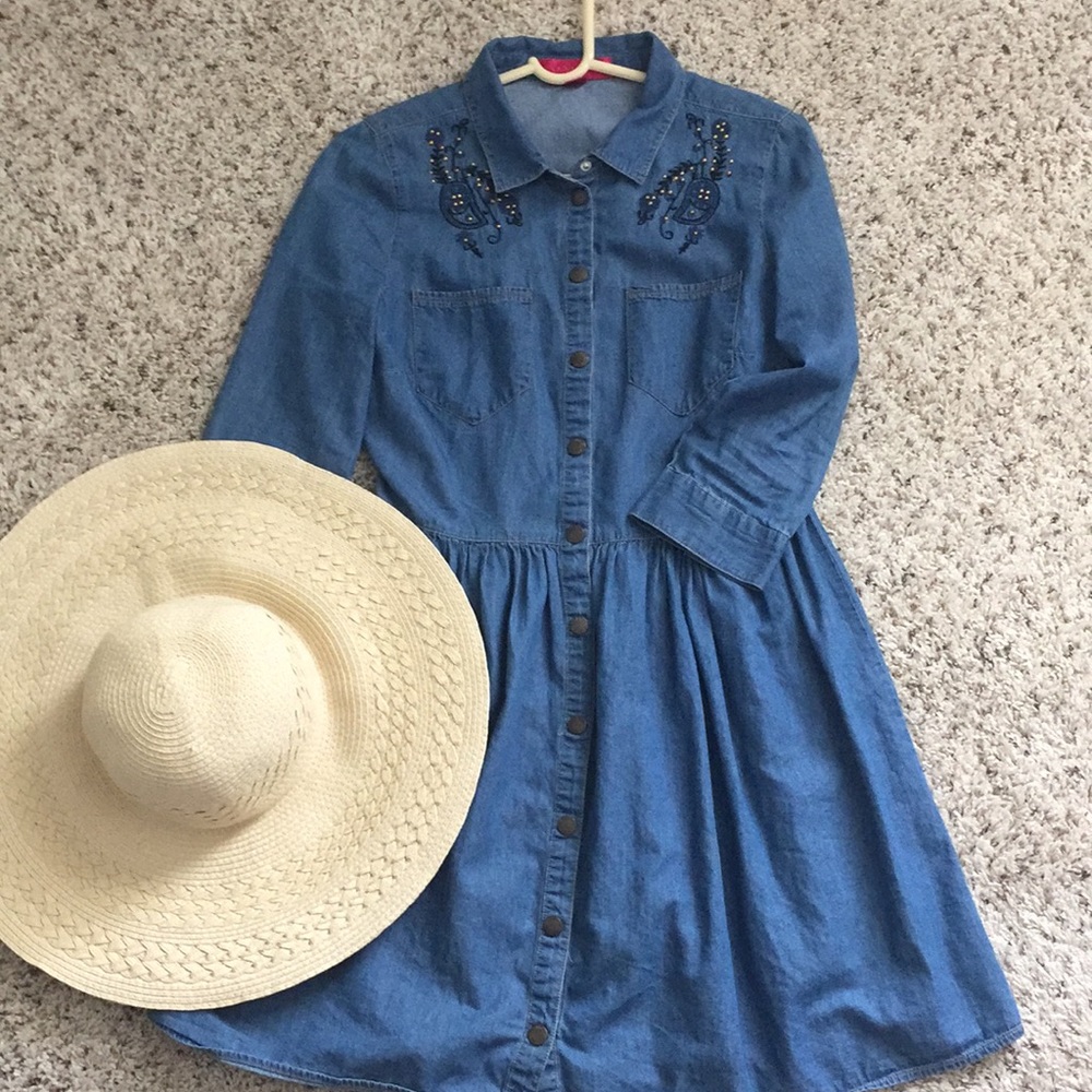 Pretty A line Denim Dress